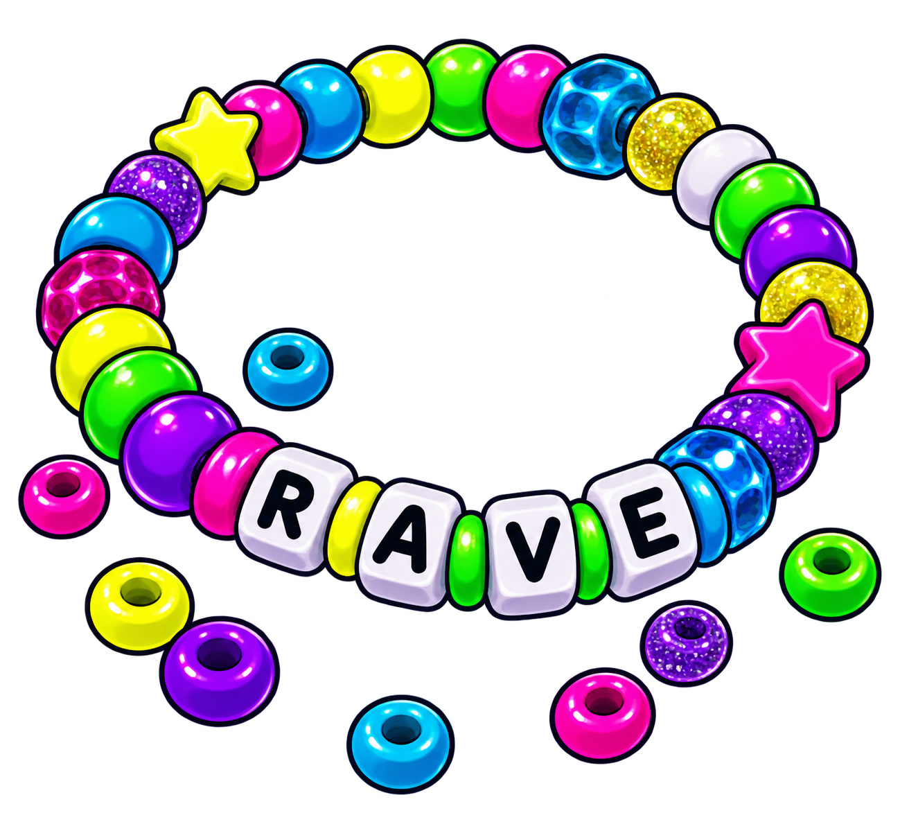 Stilizēta RAVE pērlīšu aproce